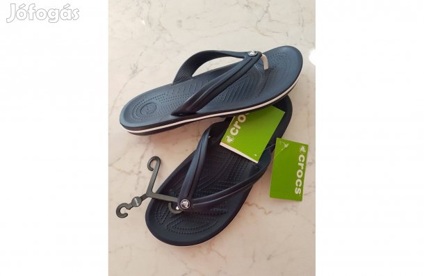 Új Crocs flip-flop papucs skék színű fehér csíkkal a talpán 36/43