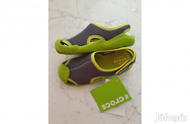 Új Crocs vizicipő ezüst szürke színű kiwi talppal, állítható sarokpánt