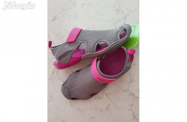 Új Crocs vizicipő szürke mesh-magenta talppal 38 méretben