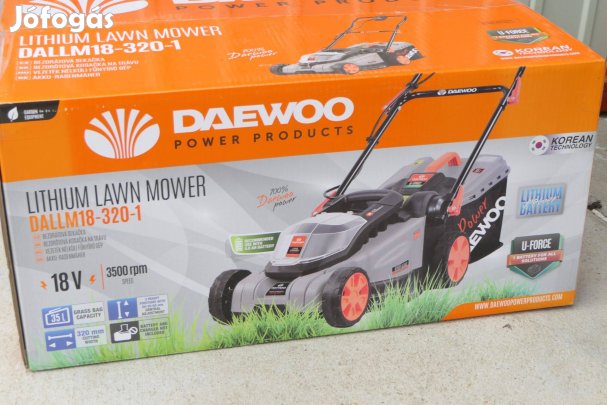 Új Daewoo akkus fűnyíró (akku és töltővel!!!) akkumulátoros 18V