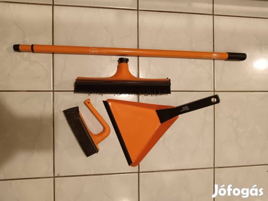Új Das blau Wunder Vario seprű +nyél fém lapát kisseprű,gumi cserélhet