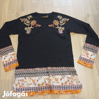 Új Desigual fekete, mintás női pulóver (XS)