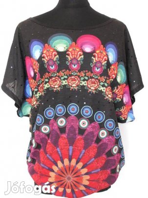 Új Desigual mandala mintás flitteres felső - S