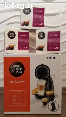 Új Dolce Gusto Piccolo XS fekete, 3 doboz kapszulával