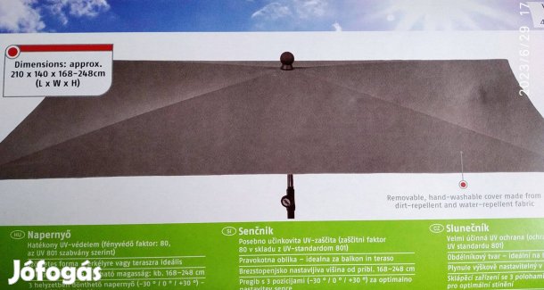 Új Dönthető, napernyő Víz -és kosz taszító szögletes prémium -
