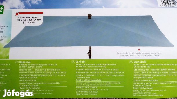 Új Dönthető, napernyő Víz -és kosz taszító szögletes prémium -