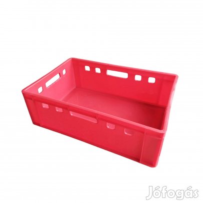 Új E2 húsipari láda tároló teli aljú piros húsos ipari vágóhídi rekesz