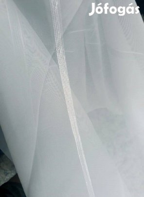 Új Ekrü- halvány zöld csíkos, voile függöny (9x3m)