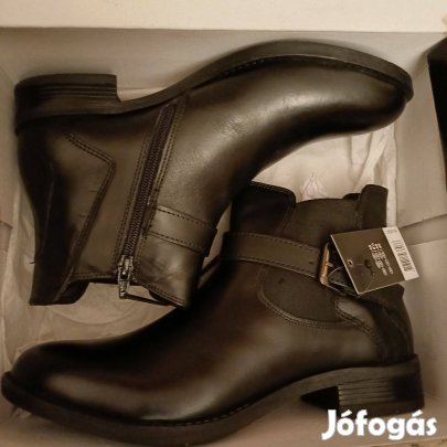 Új Esmara fekete női bőr bokacsizma (40)