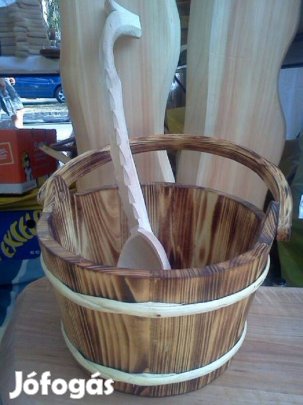 Új Fa Szauna Vödör Akár Szauna Kanállal Is Saját Használatra