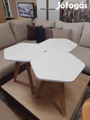 Új Fehér 3-as Kis asztal eladó (10)