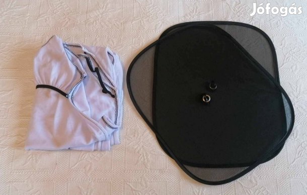 Új Fehér Trikó Üléshuzat Párban + Hálós Napellenző Szett / Garnitúra