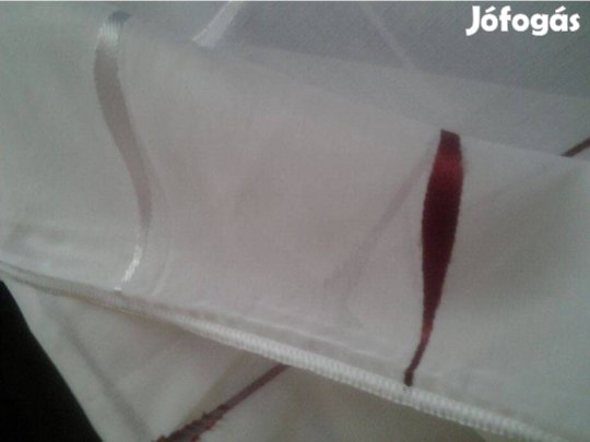 Új Fehér-bordó hullám mintás függöny (2,9m x 280 cm)