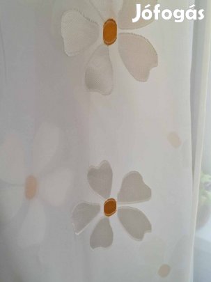 Új Fehér nagy virágos függöny (8x 280 cm)
