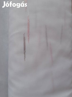 Új Fehér rózsaszín-szürke csíkos függöny (4,6m x 290 cm)
