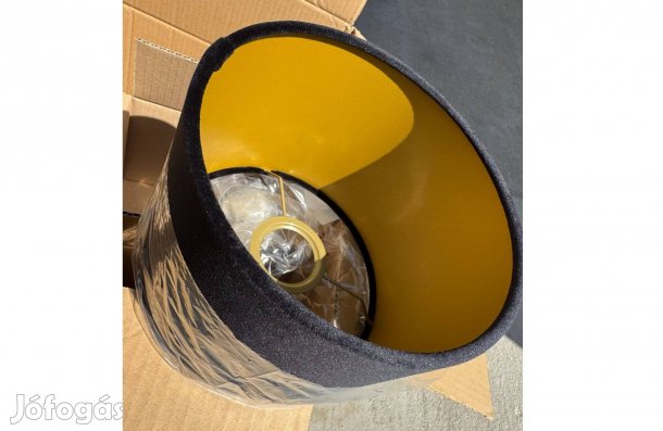 Új Fekete Bársony Lámpaernyő 18/18/14 Arany Belső Lámpa Búra Lámpabúra