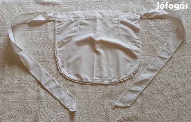 Új Felszolgáló / Pincér Női Csipkés Fehér Zsebes Kötény / Munkaruha