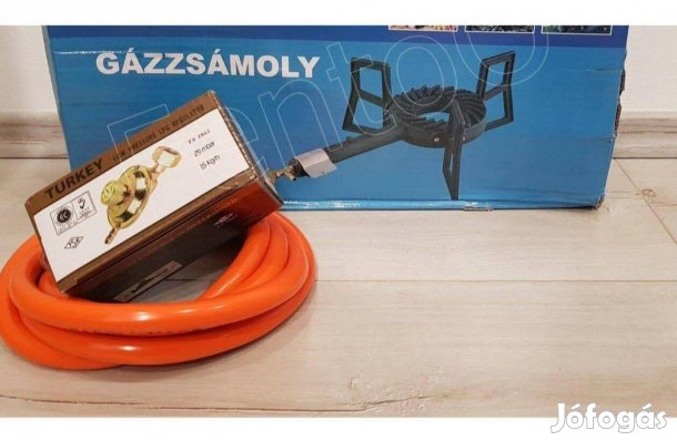 Új Gázzsámoly szett öntöttvas (1,5m tömlő + reduktor + zsámoly)