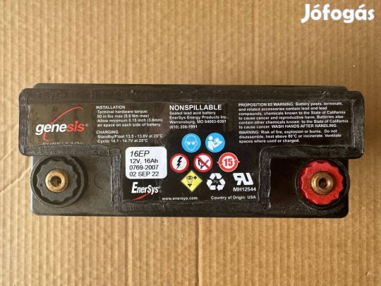 Új Genesis 16 EP 12V 16Ah Bikázó Akku Akkumulátor Magas Áramsűrűs 680A