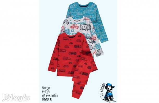 Új George járműves pizsamacsomag 6-7 év