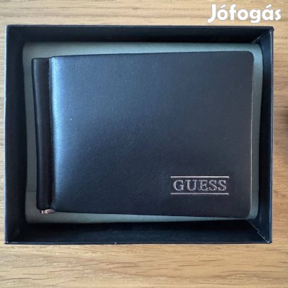 Új Guess Bőr ETUI Pénztárca Irattartó Kártyatartó Fekete Ezüst