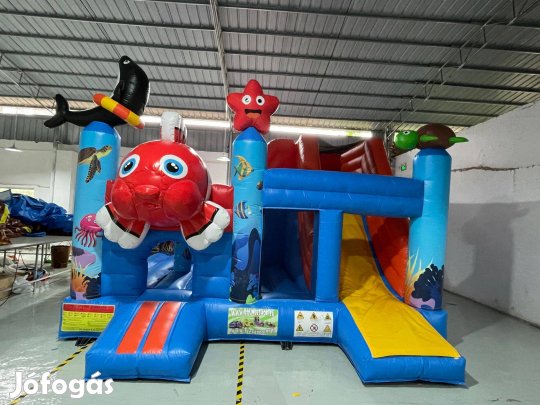 Új HJ04 Halacska csúszdás, akadályos légvár, ugrálóvár