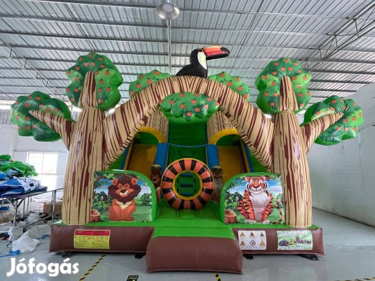 Új HJ18 Dzsungel duplacsúszdás, akadályos légvár ugrálóvár