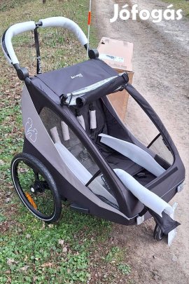 Új Hauck Dryk Duo Plus kétüléses bicikli utánfutó, babakocsi