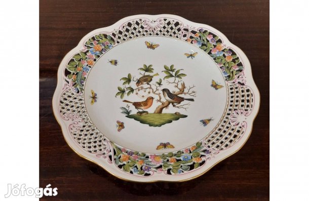 Új Herendi Rothschild mintás porcelán áttört fali dísz tányér, tál
