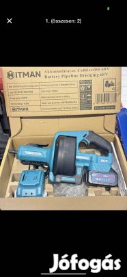 Új Hitman akkus csőtisztító, duguláselhárító, csőgörény 2 akku, töltő 