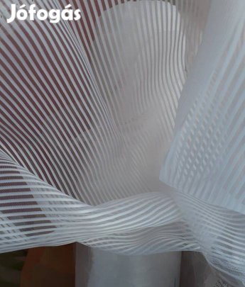 Új Hófehér csíkos organza függöny (2,4 x 250)