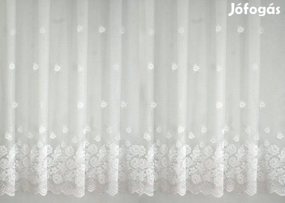Új Hófehér virágos bordürös függöny (8m x 280 cm)