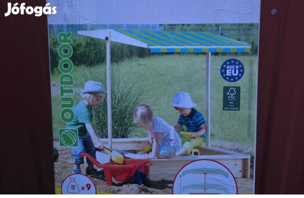 Új Homokozó állítható tetővel 118x118x118cm szabadtéri játék