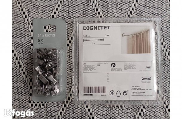 Új IKEA Dignitet drót karnis függönysín huzal + Riktig függöny csipesz