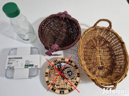 Új IKEA üveg taroló + üveg kulacs + Kosarak