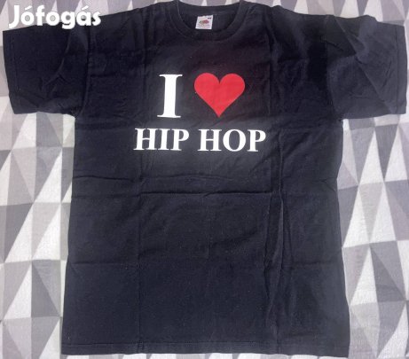Új I love Hip Hop Fruit Of The Loom M fekete pamut rövid ujjú póló