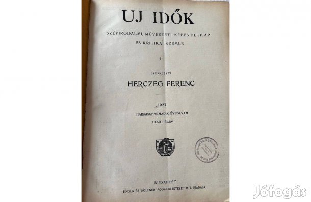 Új Idők 1927. A hetilap XXXIII. évfolyama első, teljes féléve 26 szám