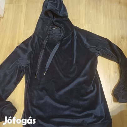 Új Janina sötétkék plüss kapucnis női pulóver( 42/44)