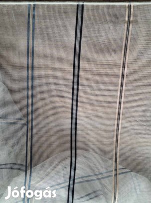 Új Kék-ekrü csíkos, hálós függöny (3m x 270 cm)