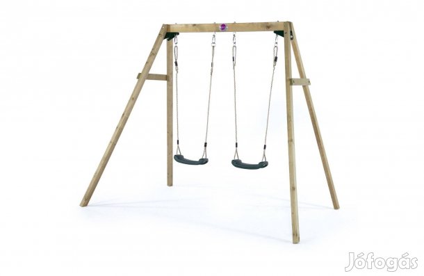 Új Kerti hinta (2 db) fa állvánnyal szabadtéri játék (3-10 éveseknek)
