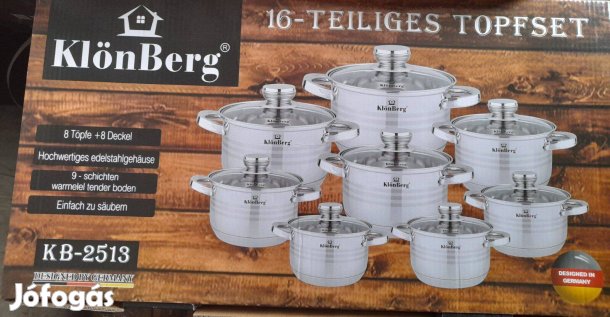 Új Klönberg KB-2513 Rozsdamentes edénykészlet indukcióshoz is 16 része