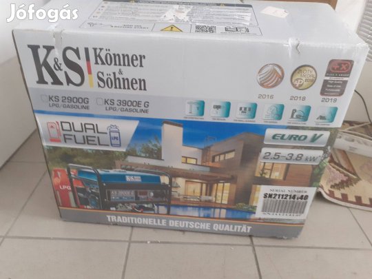 Új Köhner&Söhnen benzin-gáz 2.9kw-os generáor eladó