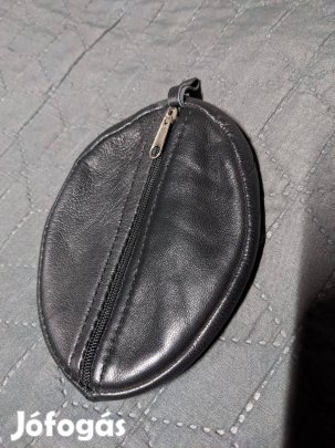 Új Kulcstartó 2 cipzáros zsebbel valódi bőr pénztárca Új