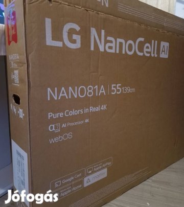 Új!LG 55Nanocell Nano81A3 4K AI Smart TV Webos 25 Dobozos!!!2026/