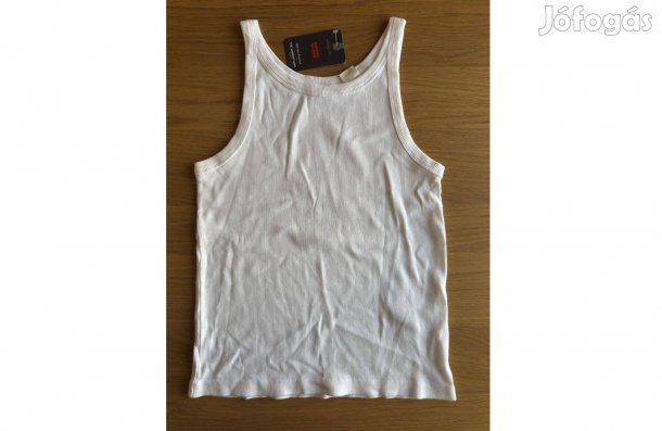 Új L Levi's Levis Racer Tank Top Felső Fehér Női Atléta