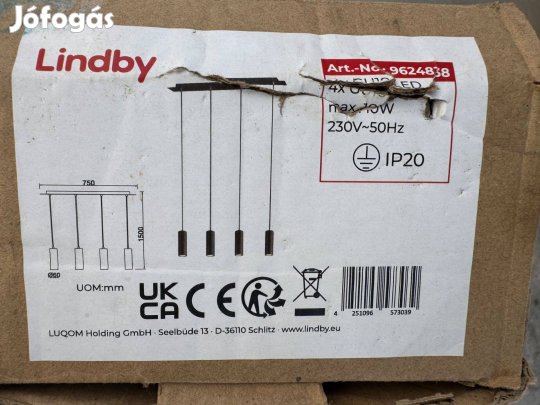 Új Lindby Joffrey Lógó Lámpa Világítás Mennyezeti Fekete GU10 4 Izzós