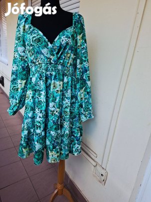 Új M/L-es gyönyörű zöld mintás női nyári ruha