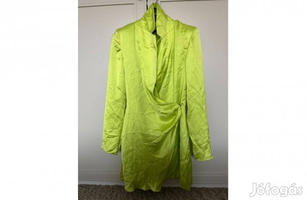 Új M -es Zara Ruha Lime Zöld Női Szatén Selymes Anyagú Rövid Nyári