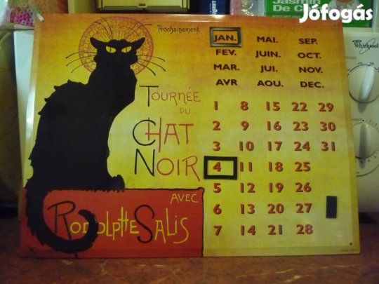 Új Mágneses fém öröknaptár fekete macskával