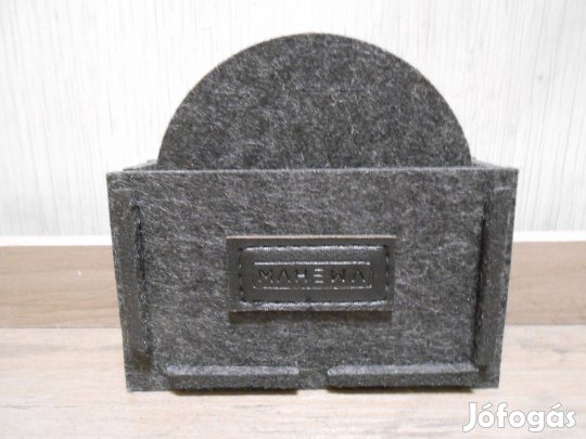 Új Mahwa szürke 4 db-os filc poháralátét tartóban